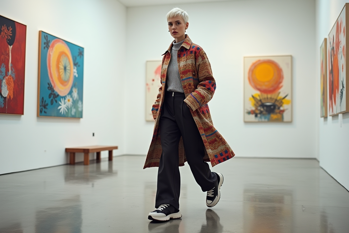 Femme artiste dans une galerie d