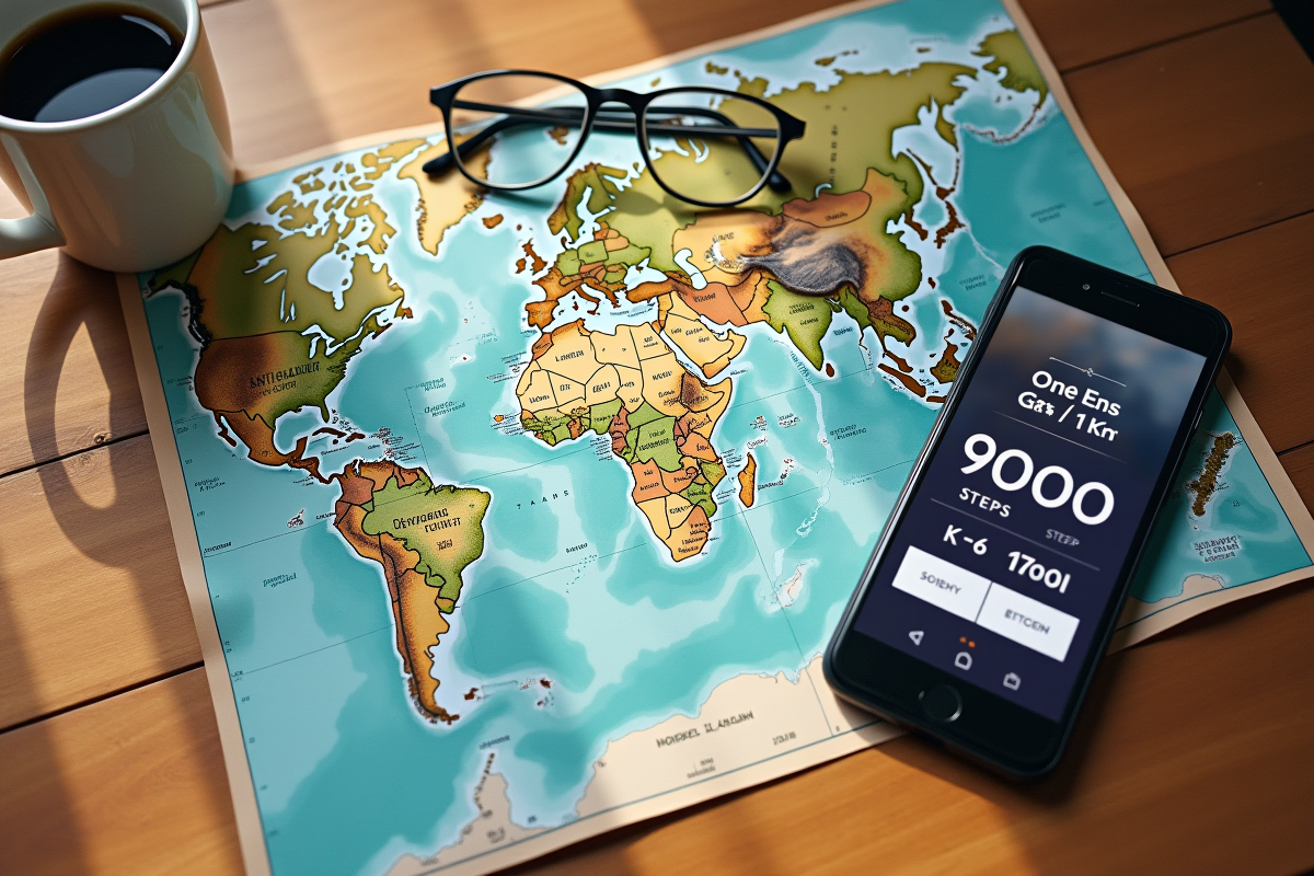 Vue de dessus d une carte avec smartphone et accessoires