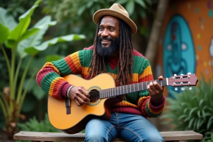Chanteur reggae aux dreadlocks dans un jardin communautaire