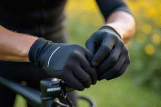 Cycliste ajustant ses gants haute performance avant une sortie