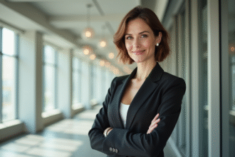 Femme d'affaires confiante dans un bureau lumineux