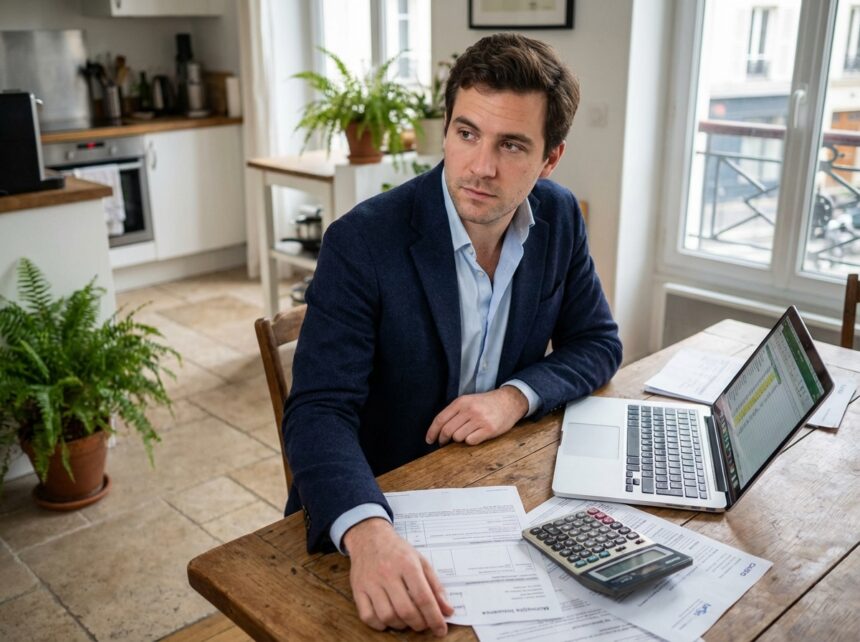 Homme en veste navy examine documents d'assurance moto