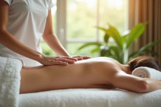 Spa avec massage relaxant sur table de massage